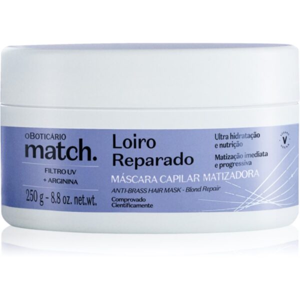 oBoticário Match. Blonde Repair masca pentru regenerare pentru par blond 250 g-ro