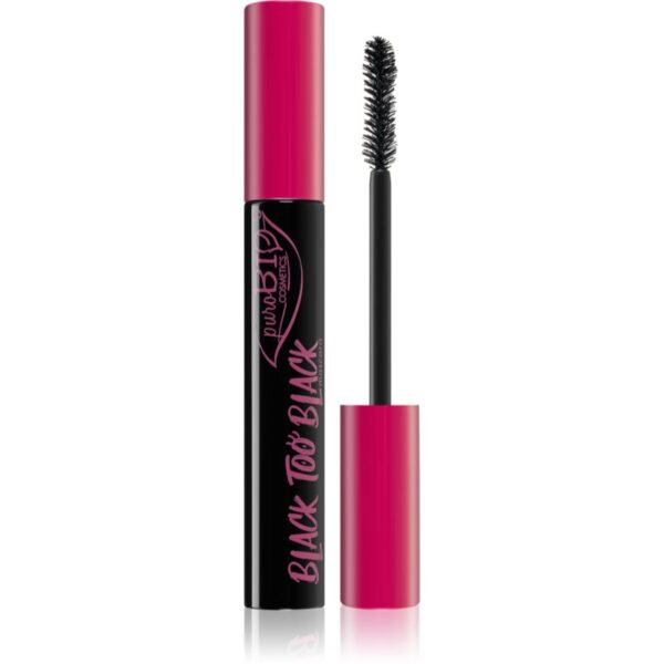 puroBIO Cosmetics Black too Black mascara pentru volum si ingrijire 9