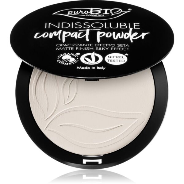 puroBIO Cosmetics Indissouble pudra compacta cu efect matifiant culoare T00 9 g-Țena